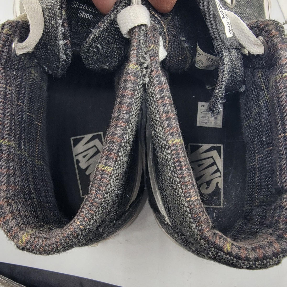 VANS Sk8 Hi Mens 8.5 Tweed Black True White Sneaker Shoes  display picture 1