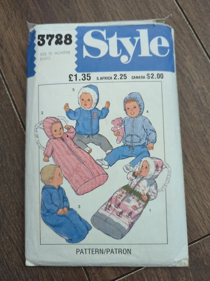 Vintage 1980s Style 3728 Baby Sleeping Bag Dressing Gown Anorak Sewing Pattern - Image 2 of 3