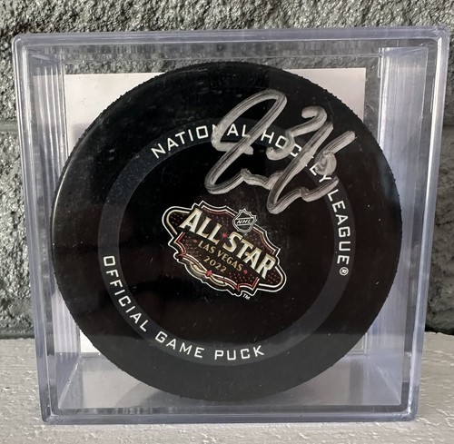 Jack Campbell Autographed Official 2022 All-Star Game Puck wCOA Edmonton Oilers