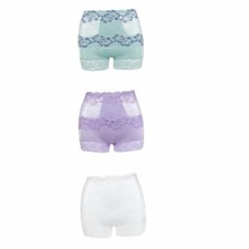 Rhonda Shear Lace Overlay Pin-Up Shortie 3Pk-Demure Charm-XS-NEW-583509