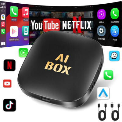 Wireless CarPlay AI box Android Auto WIFI Adapter Converter w/Netflix YouTube