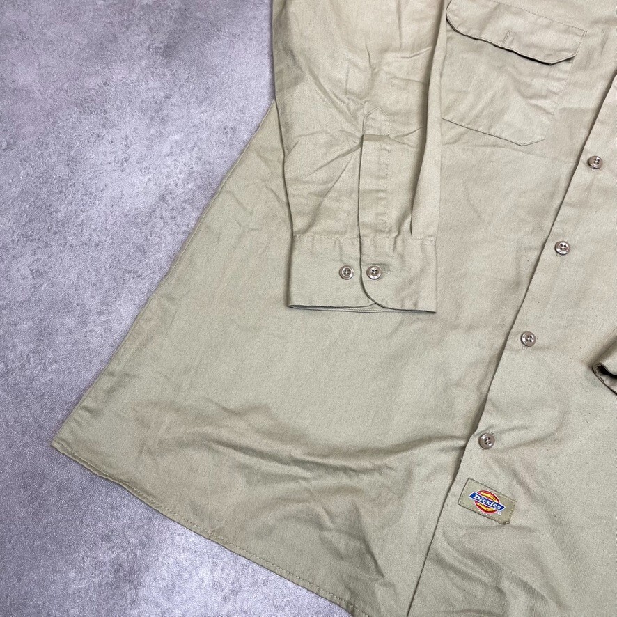 Dickies Shirt Mens Y2K Long Sleeve Button Up Workwear Top, Beige, Large image 6