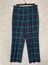 Vintage Pendleton Womens 14 Green Blue Tartan Plaid Wool Pants USA Lined