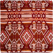 Wyoming Traders Wild Rag Aztec Print Brown / White 100 Silk Scarf - 34.5"