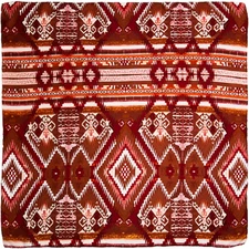 Wyoming Traders Wild Rag Aztec Print Brown / White 100% Silk Scarf - 34.5"