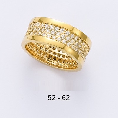 Alliance En Argent Massif 925 Rhodié - Taille 54 - 3 Rangées De Diamants Cz - Neuf Avec étiquettes