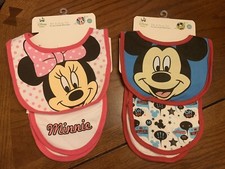 disney minnie mouse and mickey mouse bib and burp cloth sets