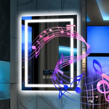 LED Badspiegel mit Bluetooth Beschlagfrei mit Dreifarbigen Lichtern Wandspiegel 