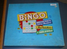 VINTAGE TRANSOGRAM 1948 BINGO GAME GOLD MEDAL WOOD MARKERS