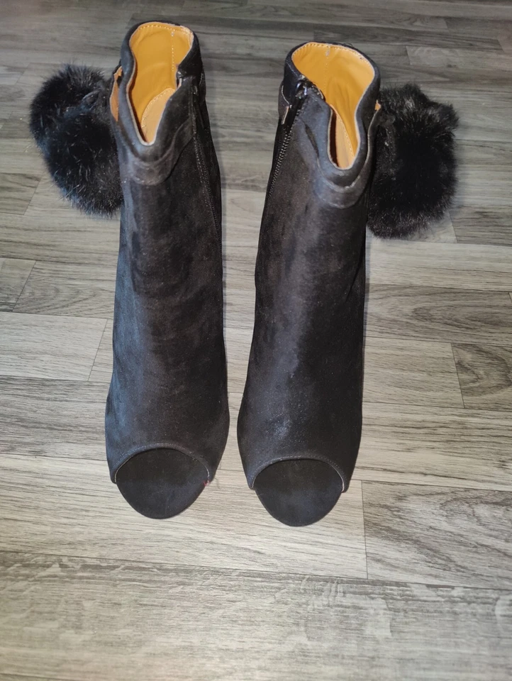 Shoe Republic LA Black 4 Inch High Heel Faux Suede Boots Women's Size 11 - Image 3 of 4