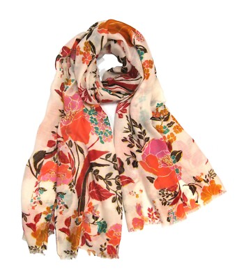 Ganzjahresschal Baumwollmischung Damen leichter Blumen Blumenmuster Druck