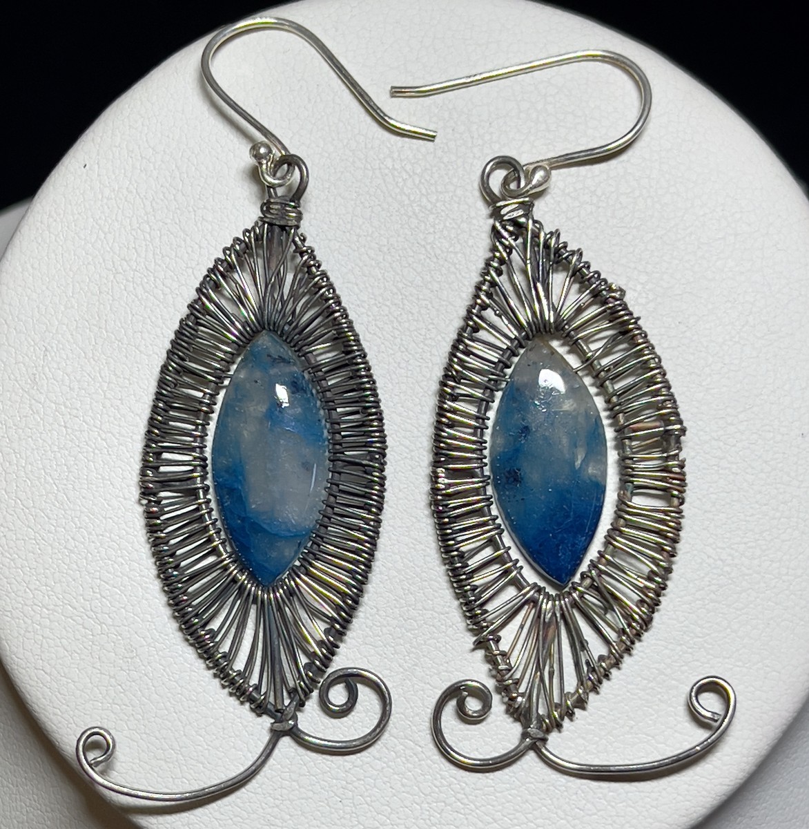 【REAL SILVER 925】AQUA SILVER Solid 925 Sterling Silver Natural Aquamarine & Cubic
