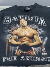 Vintage 2002 WWE Batista The Animal Wrestling Black Tee T-Shirt Med WWF