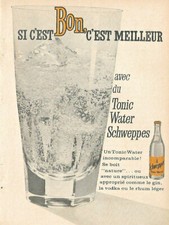 1961 SCHWEPPES TONIC WATER SODA ORIGINAL AD IN FRENCH