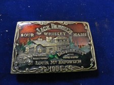 Jack Daniels Sour Whiskey Mash Enameled Belt Buckle 1904 Expo St. Louis
