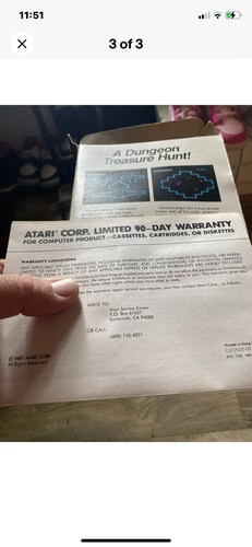 Venture Red Label (Atari 2600) Game Cartridge, Box And Warranty Card - Picture 5 of 5