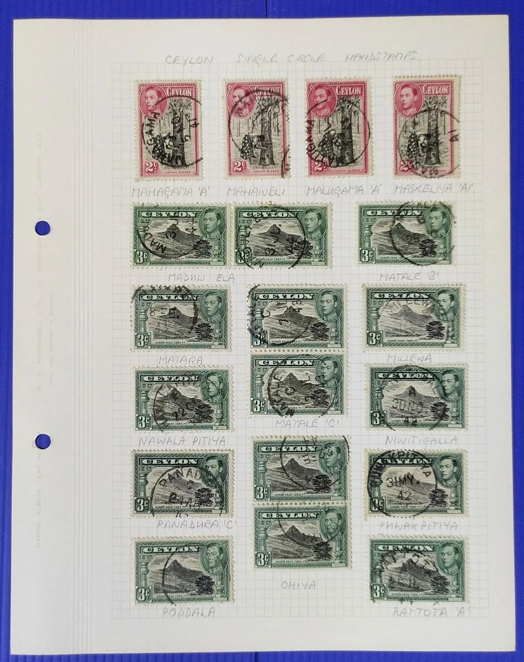 Ceylon Stamp Collection Postmarks Study Mounted in Graph Sheets/Pages - Image 2 of 4