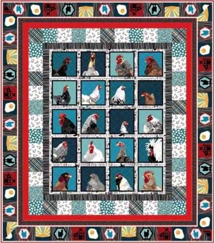 Studio E - Zooming Chickens - Tossed Feathers - Teal, Fabric BTY - Picture 4 of 5