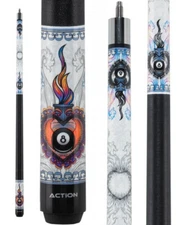 Eight Ball Mafia EBM13 Flaming Heart with 8 Ball Pool Cue