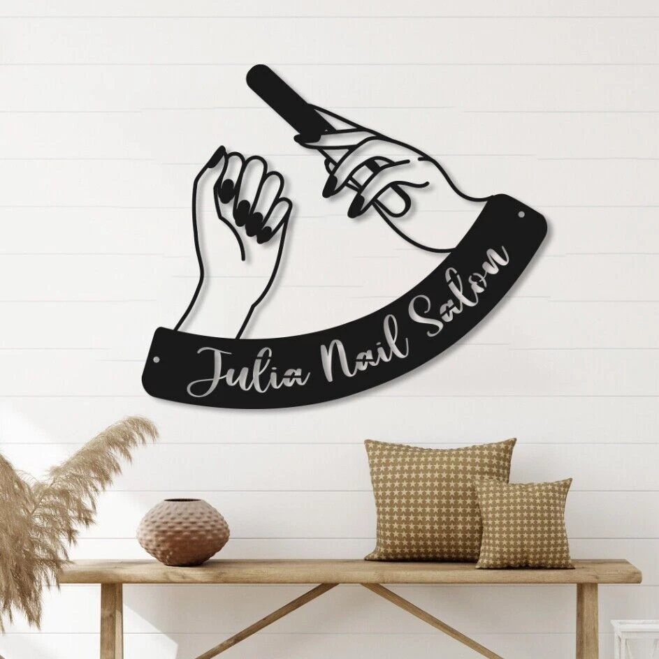 Personalized Nail Salon Metal Wall Art Name Sign Nail Art Shop Best Gift - image 2 of 4