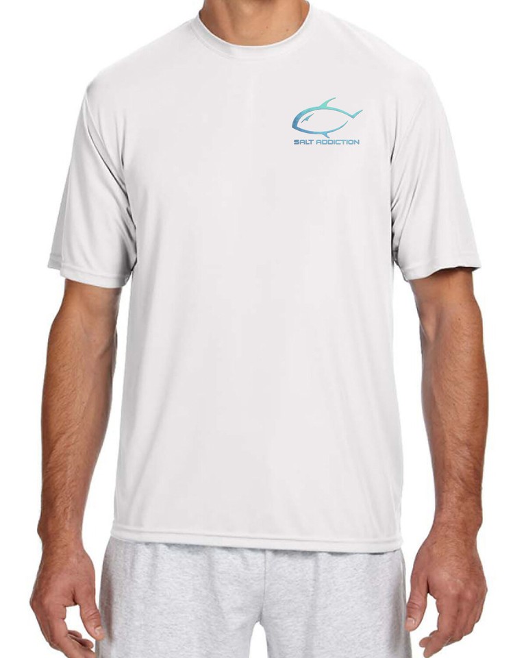 T-shirt Technique Salt Addiction Manches Courtes – Microfibre, Protection UV 30, Idéal Pêche En Mer, Couleur Blanc