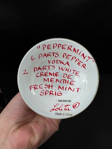 Lolita PEPPERMINTINI 10oz Martini Glass Candy Cane Hand Painted Christmas Bar - Picture 7 of 21