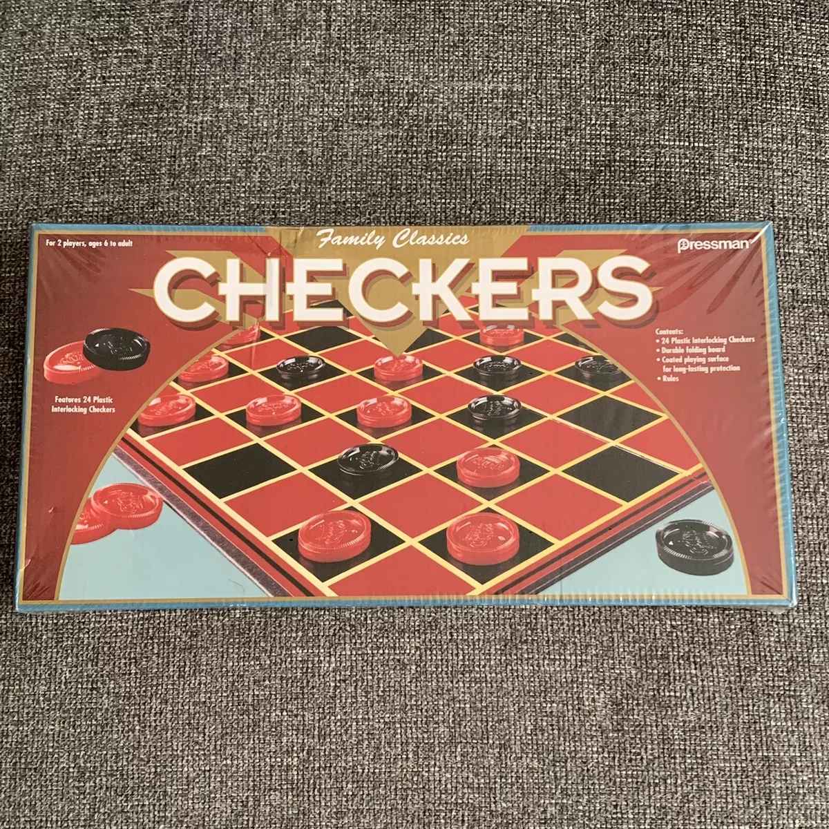  Pressman Checkers - Classic Game With Folding Board and  Interlocking Checkers, 2 Players : Toys & Games