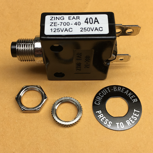NEW Zing Ear 40 Amp Push Button Thermal Circuit Breaker 1250VDC 125