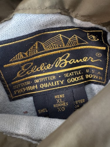 Vintage 90s Eddie Bauer Mens Puffer Vest Jacket Goose Down Full Zip Brown XL - Picture 4 of 7