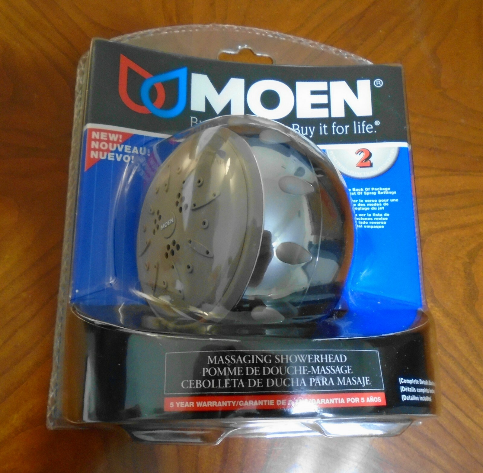 Moen Massaging Shower Head Chrome 2.5 GPM Sure Grip Dial Model 21025