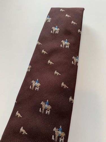 Vintage Briar Pride of England Krawatte Krawatte Fox Hunt braun mit Jagdhunden Preppy - Bild 4 von 13