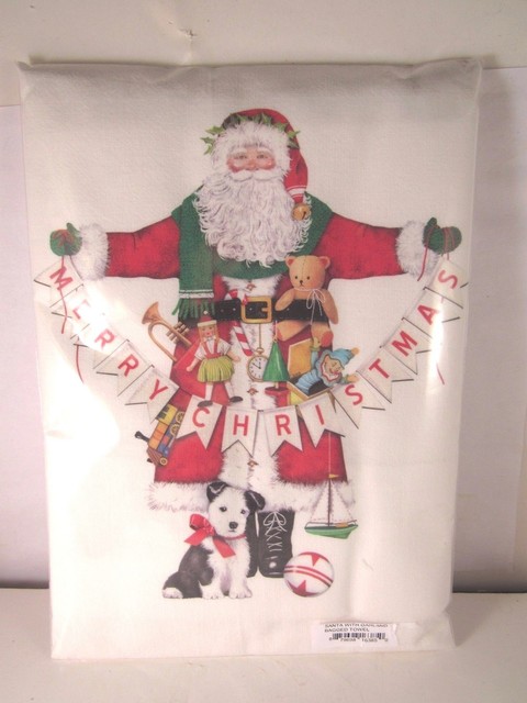 NEW Festive Christmas Corgi Dog Flour Sack Dish Tea Towel Mary Lake Thompson