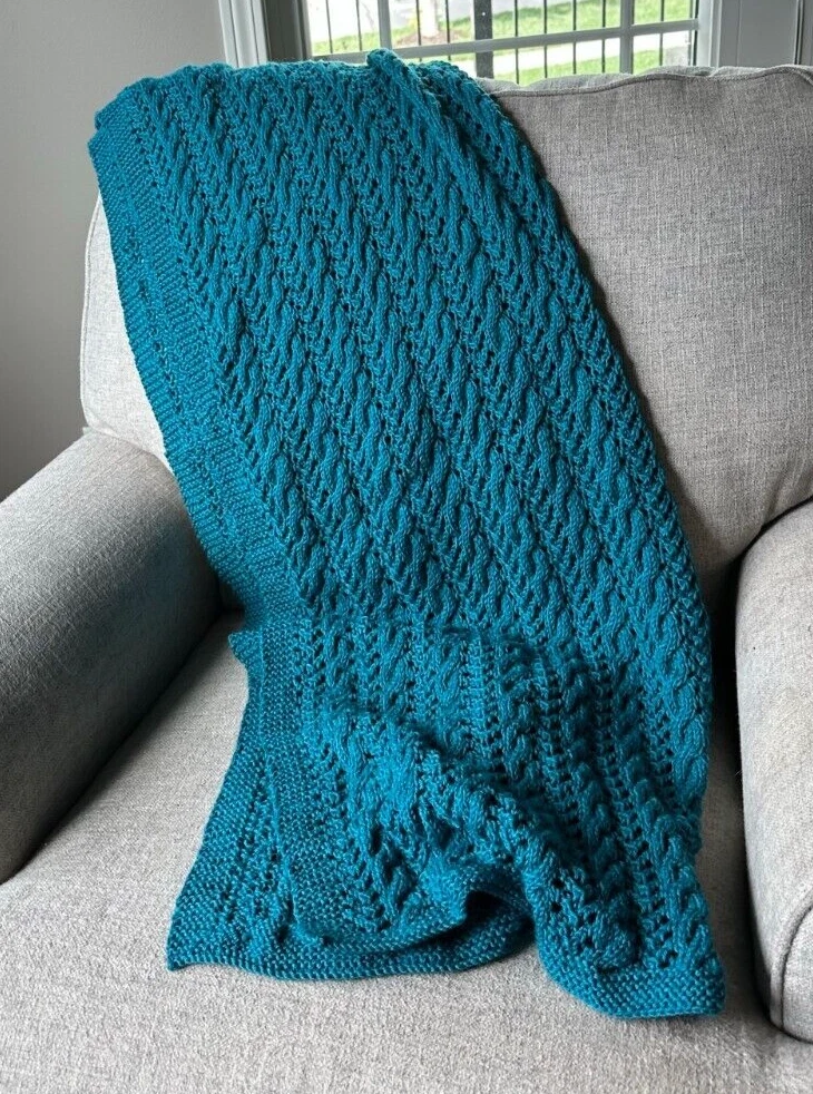Turquoise Color Throws Turquoise Cable Knit Throw