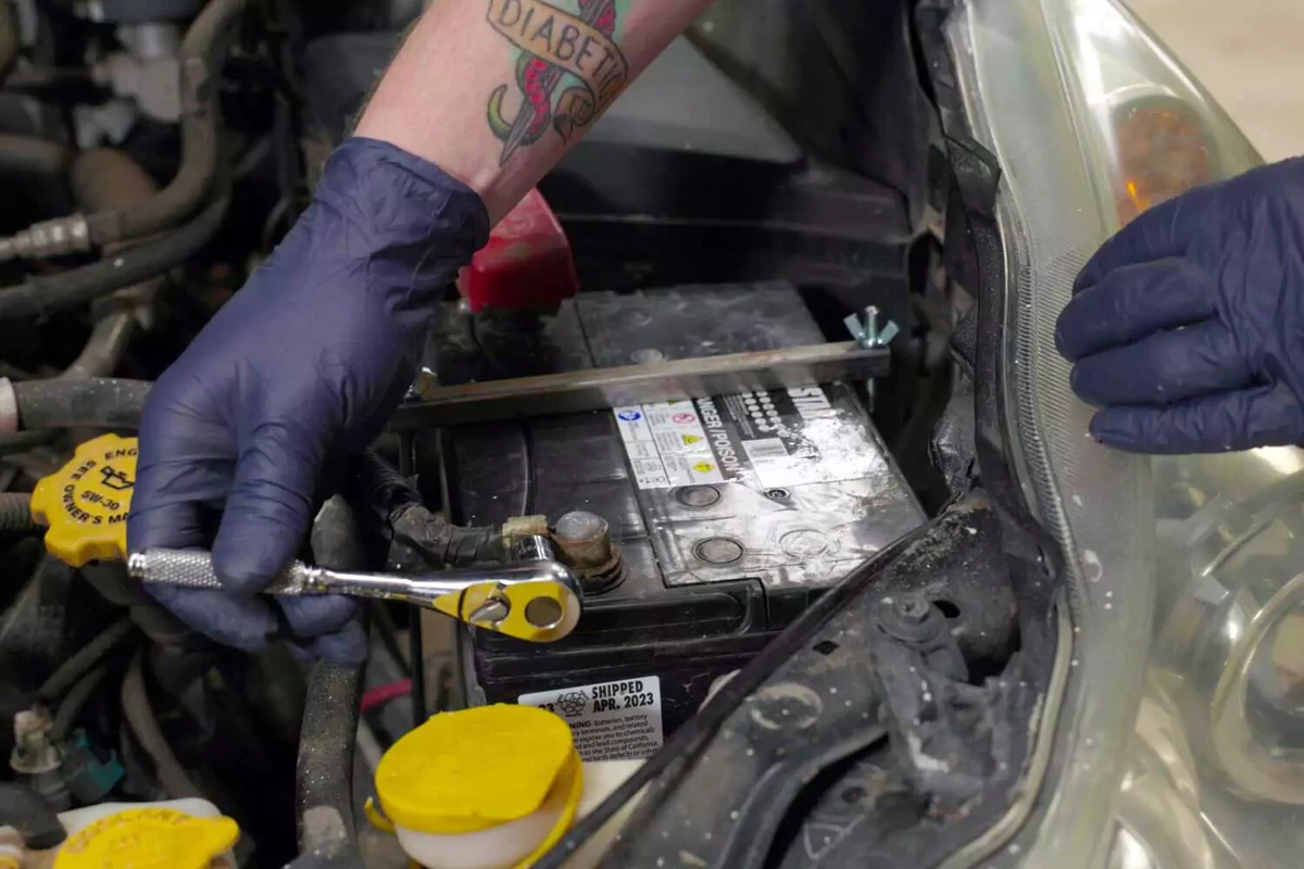 Disconnecting the negative battery terminal.