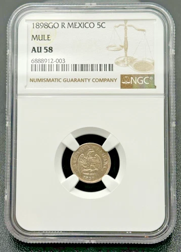 1898GO R MEXICO 5C MULE AU 58 NGC RARE