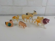 Lot of 7 Antique/Vintage Celluloid Animal Figures Lion Goat Pig Ram