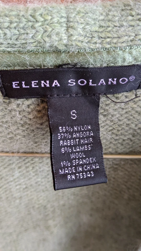 Suéter Cárdigan ELENA SOLANO Talla S Angora Mezcla Lana de Cordero Volantes Demure Preppy Foto 3 de 4