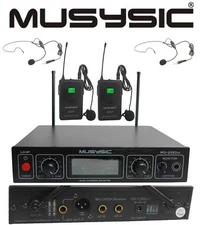 MUSYSIC Professional Dual Channel UHF Lapel Lavalier Wireless Microphone System