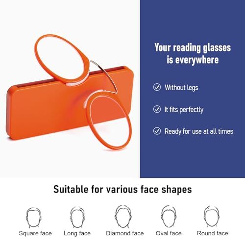 Dünne armlose Lesebrille ohne Bügel Einklemmen Nasenclip Lesebrille mit Etui - Bild 3 von 7