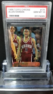 Allen Iverson 1996 Topps Chrome Rookie Gem Mint PSA 10 NBA 76ers