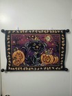 The Bombay Company Wall Tapestry Black Cat Halloween Jack-o-Lanterns 24x17