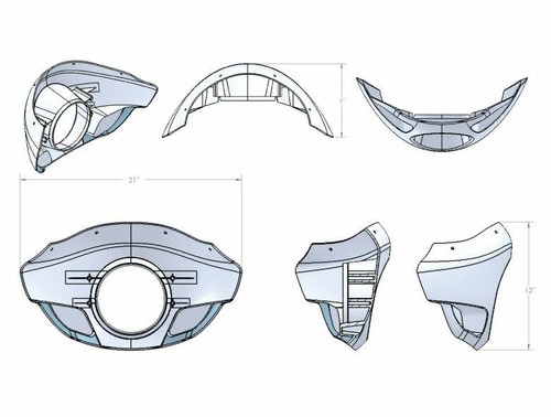 BURLY CUPOLINO PARABREZZA UNIVERSALE MOTO CUSTOM HARLEY DAVIDSON DYNA SPORTSTER - Foto 3 di 5