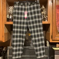 St Patrick's Day Castaway Nantucket Ankle Capri Twill Tartan BLK/GNN Plaid SZ 12