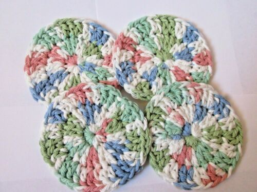 4 Scrubbi viso all'uncinetto. P&P 100% cotone OMAGGIO (gres) - Foto 5 di 12