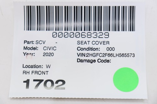 2016-2021 HONDA CIVIC FRONT RIGHT SEAT INNER TRIM COVER PANEL OEM 81248TBAA010M1 - Picture 10 of 10