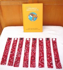 BOOKMARKS~RED BANDANA~Set Of 3~Fabric & Button~Reversible~Washable~NEW