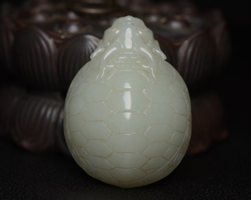 Certified Natural Hetian Jade Hand-carved Exquisite Dragon Turtle Statue 2309 - Picture 5 of 9
