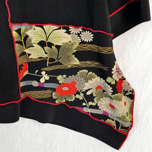 IC Connie K Large Lagenlook Asian Print Top Asymmetrical Artsy Black Red Blouse - Picture 6 of 24