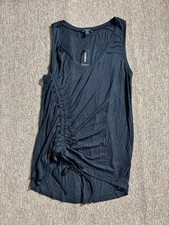 997 NWT Express Black Sleeveless Ruched Front V-Neck Tank Top  Women's Small