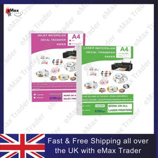 10 Sheets DIY A4 Inkjet Waterslide Decal Transfer Paper White Clear Laser Waters